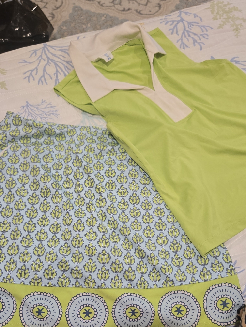 Sigrid Olsen Lime Green Printed Skort Set - Picture 1 of 1